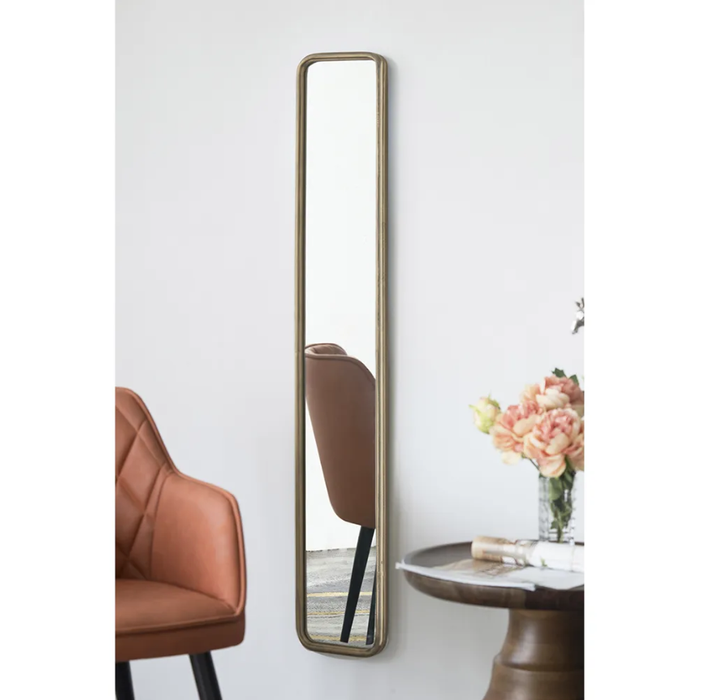 Eternal Elegance Full-Length Mirror: Antique Gold Metal Frame for Every Space
