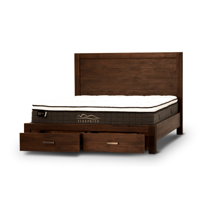 Zurich 4 Piece King Bedroom Suite Set with Bedsides Tallboy Walnut - Shopica Pty Ltd