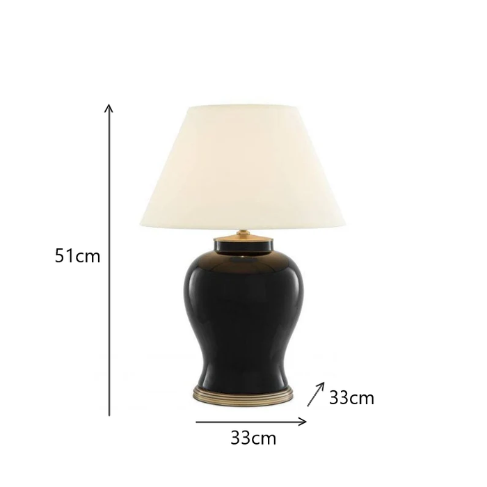 Black & Brass Finish Ceramic Table Lamp classic Night Light - Shopica Pty Ltd