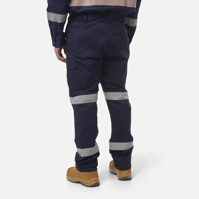 King Gee Stretch Bio Motion Cargo Hi-Vis Reflective Pants - Navy