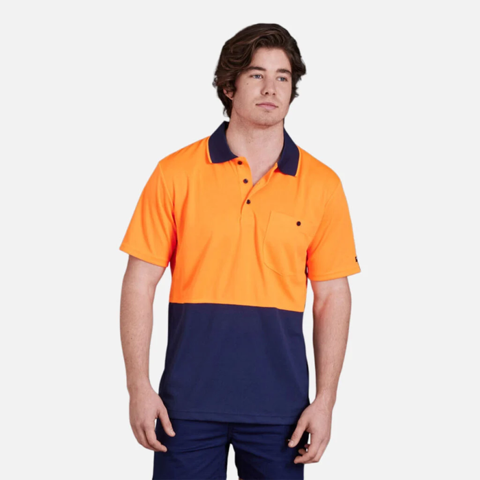 King Gee Workcool Hyperfreeze Men's Spliced Polo Short Sleeve - Orange - Yellow