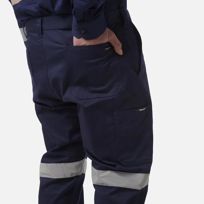 King Gee Stretch Bio Motion Cargo Hi-Vis Reflective Pants - Navy