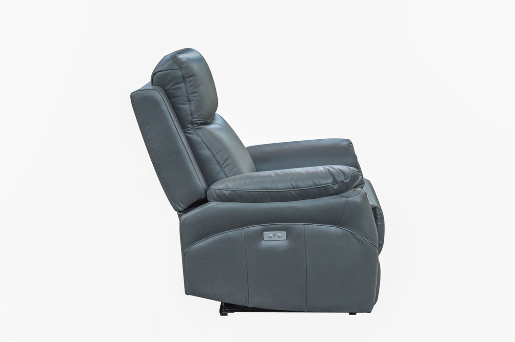 Camden Luxe Leather Electric Recliner Lounge Set Gunmetal - Shopica Pty Ltd