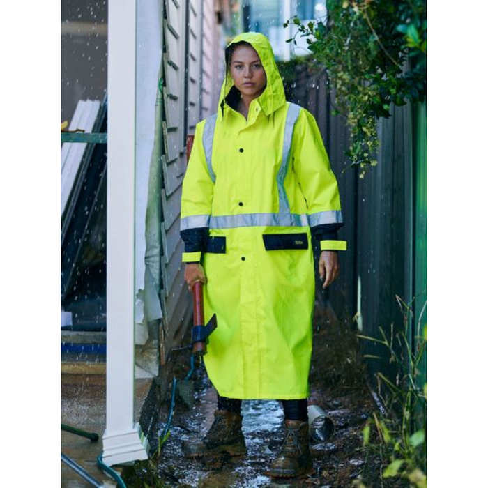 Bisley Reflective Taped Hi Vis Long Rain Coat Day Night Jacket