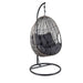 Contemporary grey/dark grey hanging chair with a sturdy 1.2mm thick steel frame and PE wicker construction