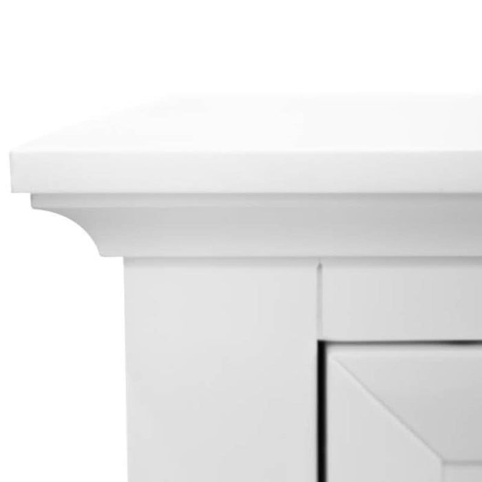 Chic White Acacia Nightstand with Enhanced Storage Solutions