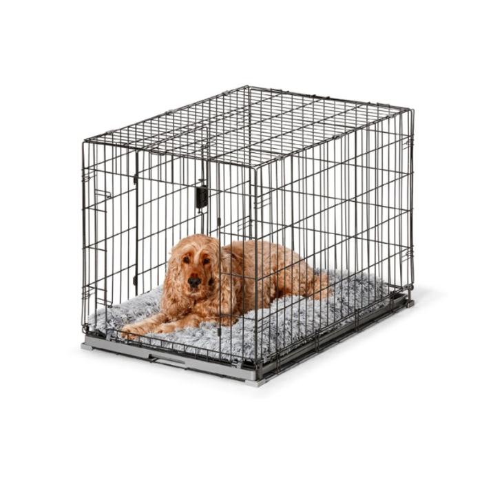 Snooza Haven pet crate in graphite, showcasing its spacious interior and dual doors