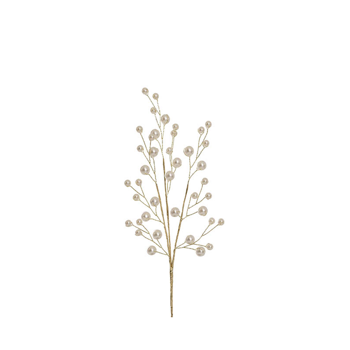 Ivory Pearl Pick Gold Metallic Branch