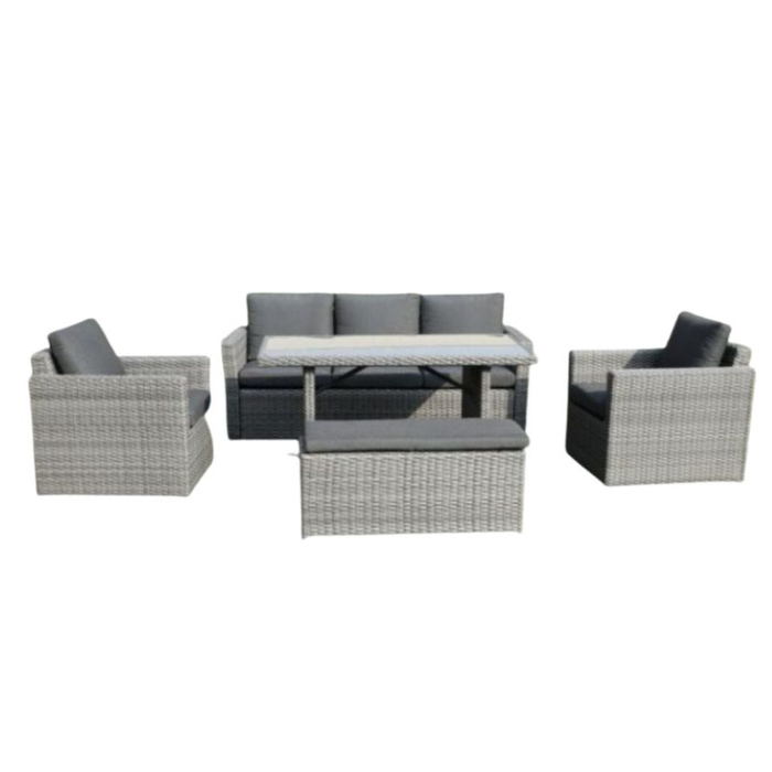 Mansard Elegance 5 Piece Outdoor Dining Oasis - Grey - Shopica Pty Ltd