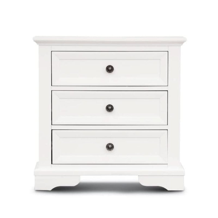 Stylish White Acacia Nightstand with Added Storage Compartments