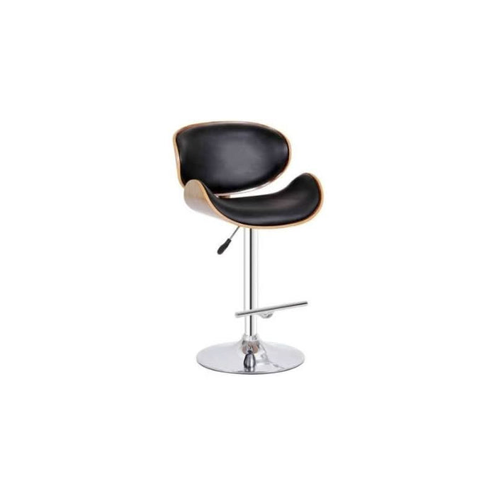  Bar Chair: Chrome and Walnut with Luxe Black PU