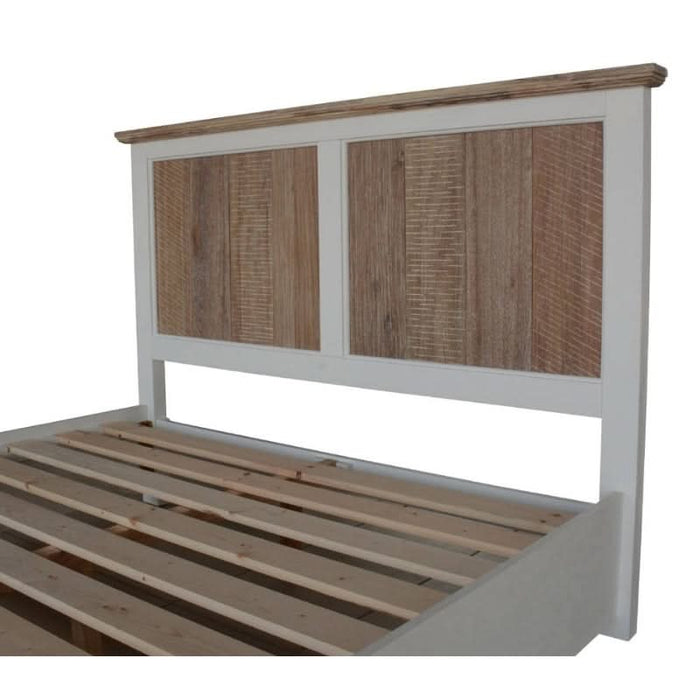 Chic Folkestone King Bed with Storage, Featuring Durable Multi-Hued Acacia Wood Slats