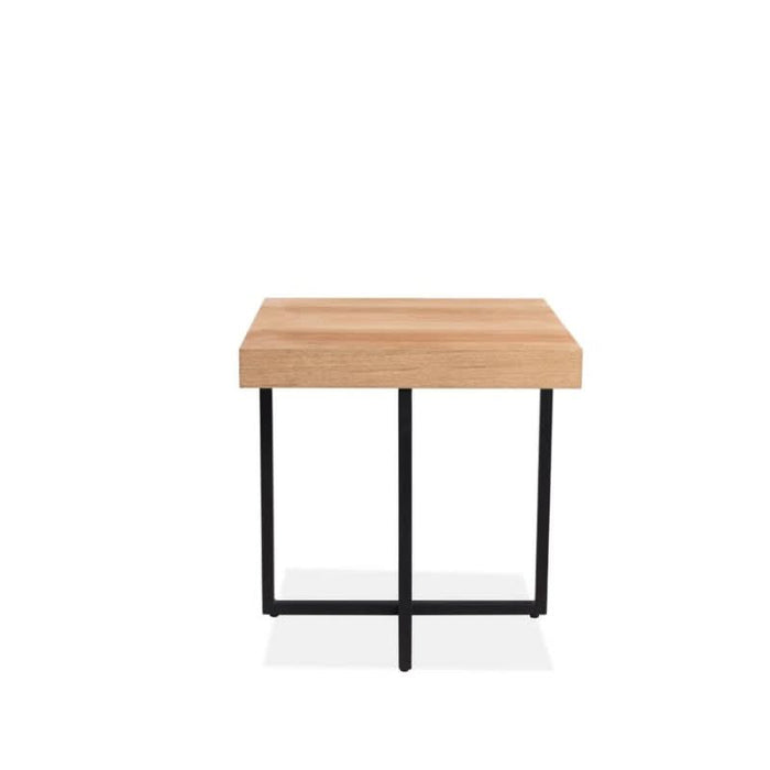 Elegant Boston Harmony Lamp Table with Natural Elm Veneer and Matte Black Legs