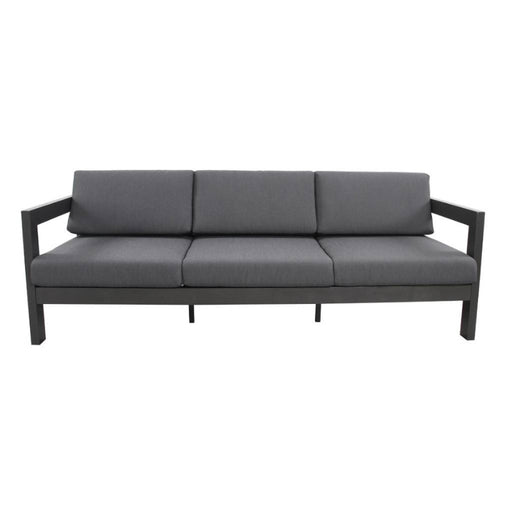 Elegant Three-Seater Charcoal Sofa for Outdoor Relaxation