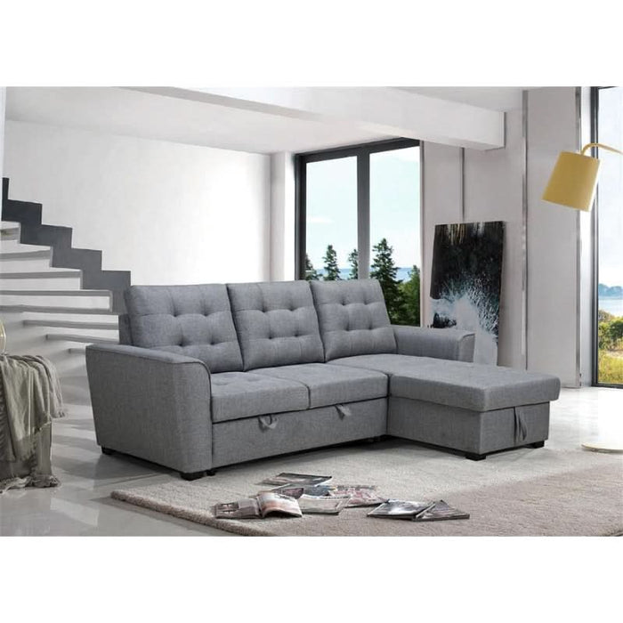 Versatile Aurore Dreamspace Grey Sofa with Pull-Out Bed and Storage