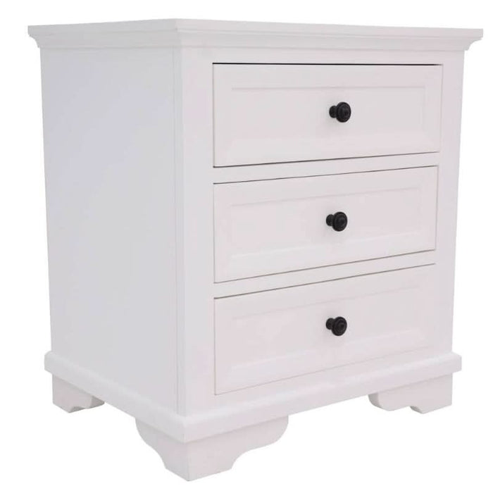 Chic Coastal Vienna Triple Drawer Bedside - MKII White Elegance