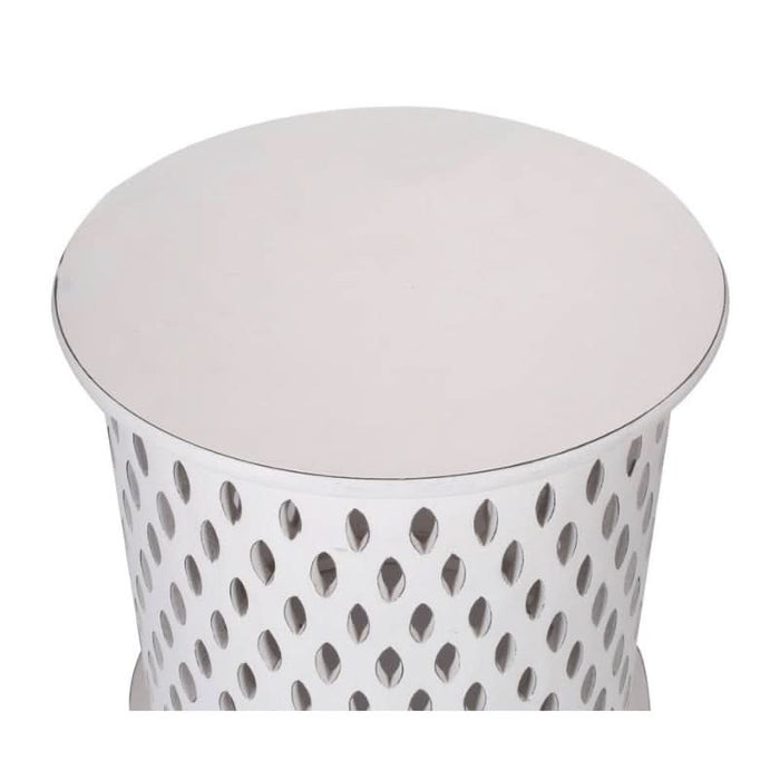 Luxurious White Mosaic Round Side Table for Elegant Interiors