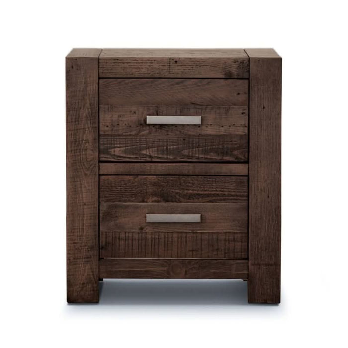 Solid pine Sedona chic grey stone bedside with spacious dual drawer storage, perfect for modern interiors