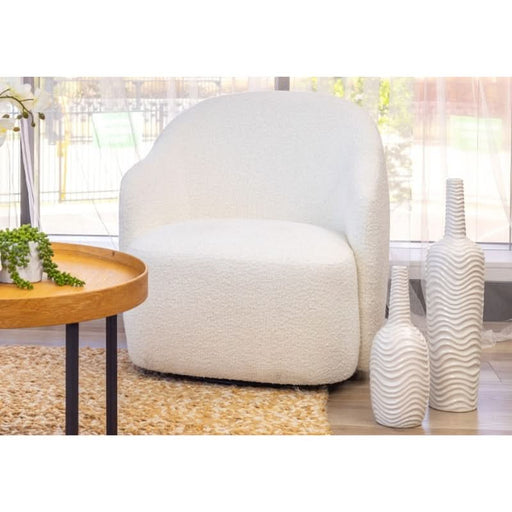 Elegant White Ibiza Swirl Bouclé Swivel Armchair for Modern Living Spaces