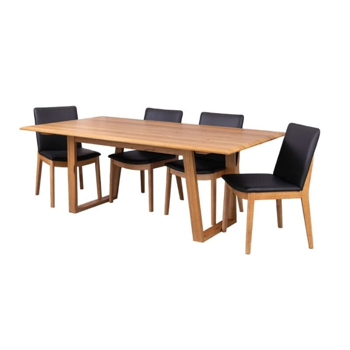 Natural Finish Marri Dining Table with 6 Sleek Boca Chairs - Galway Enchantment Set