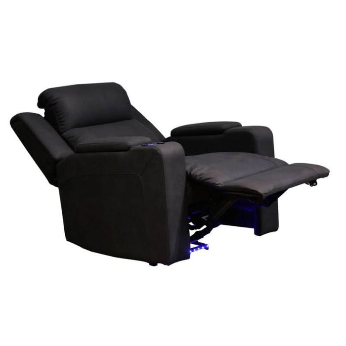 Smart Recliner - Illuminating Comfort in Black Rhino Suede