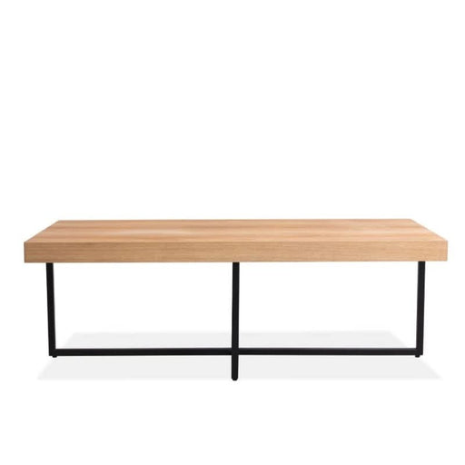 Stylish Boston Serenity Elm Coffee Table with Matte Black Metal Base