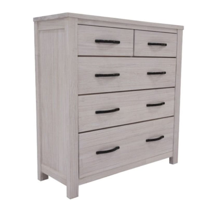 Contemporary Florida Storage Chest - White Wash Tallboy with Antique Handles