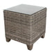 Elegant Brown Outdoor Side Table with Clear Glass Top