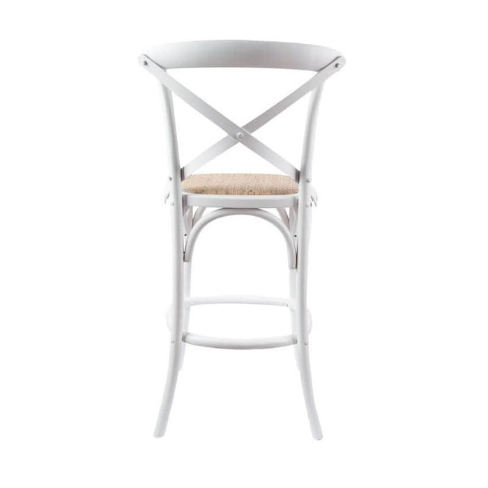 Elegant White Bar Stool Featuring Traditional Steam-Bent Construction