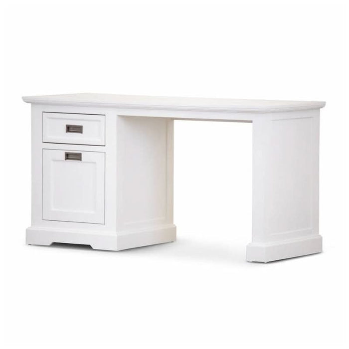 Durable White Acacia Timber Coastal Desk for Contemporary Home Offices