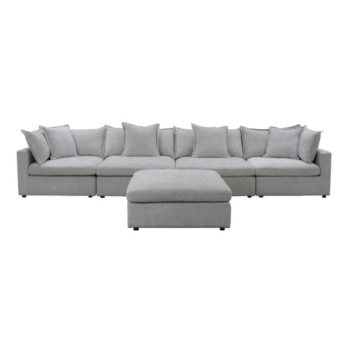 Carolina Pewter Corner Lounge Suite with Ottoman: Ultimate Flexibility Meets Modern Comfort