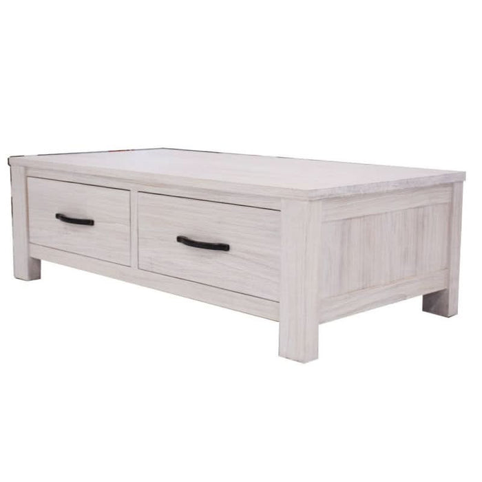 Charming Brushed White Florida Coffee Table with Storage