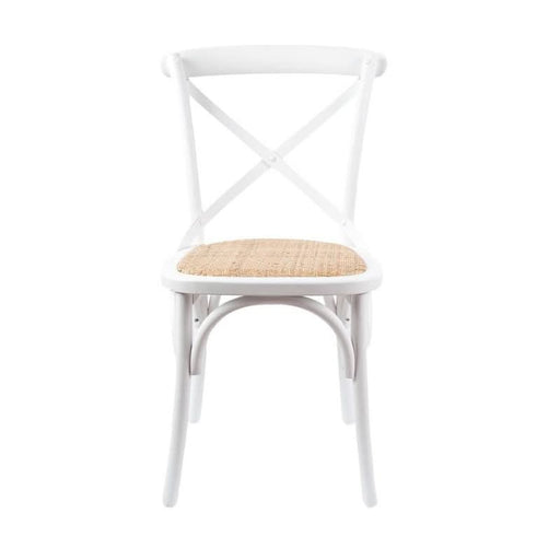 Sleek White Traditional Steam-Bent Cafe Chair with Rattan Seat