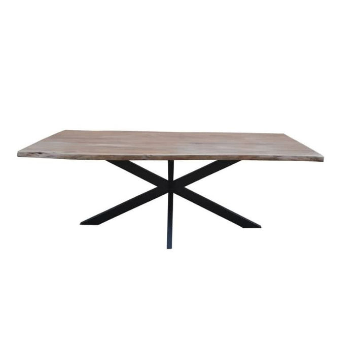 Natural Acacia Elba Artisanal Dining Table with Sleek Metal Legs