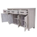 Charming 3 Drawer, 4 Door Florida Coastal Buffet in Brushed White Wash