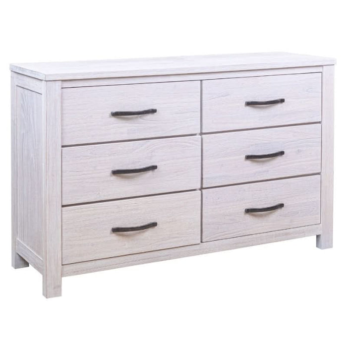 Modern White Washed Dresser - 6 Drawer Florida Breeze Mountain Ash Design