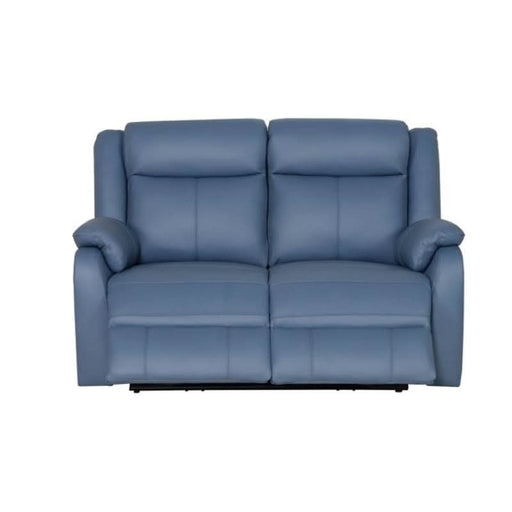 Compact Electric Marine Blue Leather Recliner with USB Charging by Pinnacle