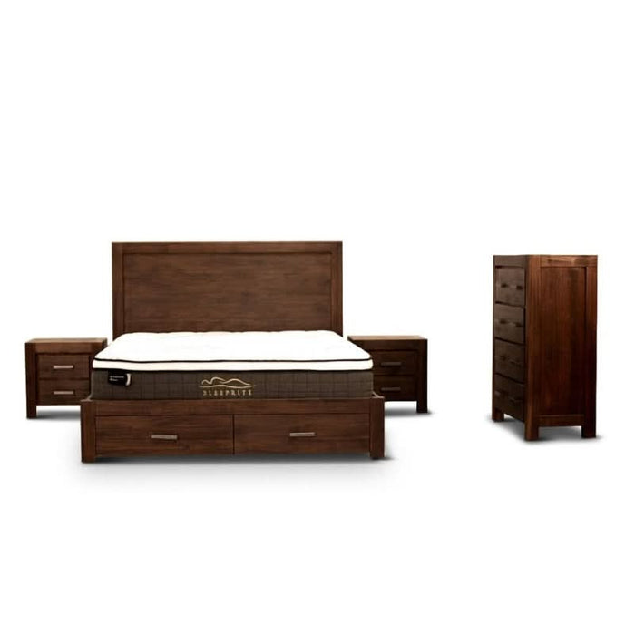 Queen Bed Set with Storage – Enhance Your Bedroom Oasis in Walnut