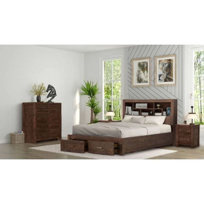 Sedona Luxe Stone Grey Bedroom Suite: Queen Bed, Tallboy & Bedside Set