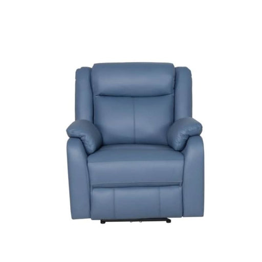 Elegant Marine Blue Leather Recliner with USB Port by Blue Haven