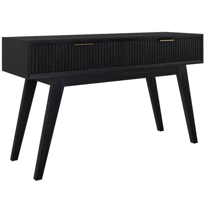 Majestic Gateway's Sleek 2-Drawer Console Table in Sophisticated Brushed Black Finish