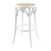 Contemporary White Cafe Stool Featuring Classic Steam-Bent Birch and Rattan Comfort