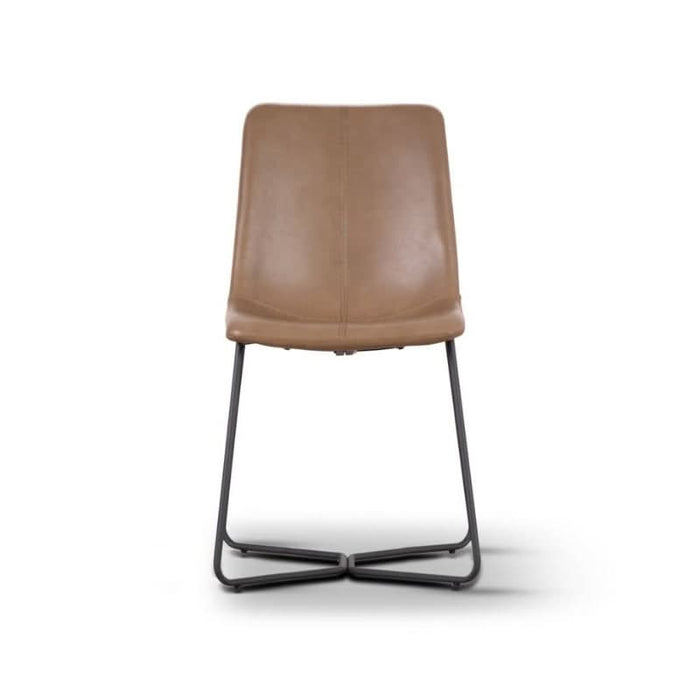 Sophisticated Brown PU Stanwell Dining Chair with Durable Metal Base