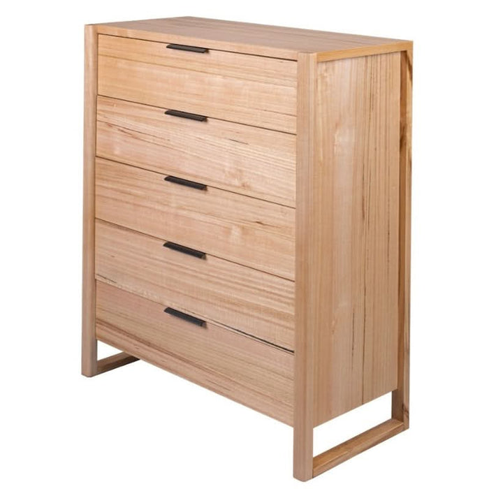 Skyward Sentinel Tallboy with Natural Finish and Black Metal Handles