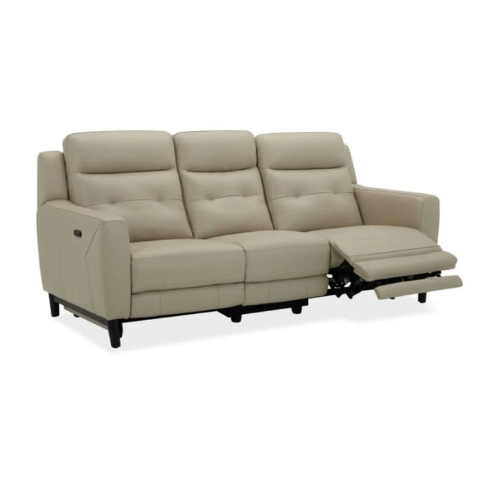 Sleek Beige Reclining 3-Seater with Padded Arms and USB Charging Port