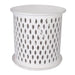 Sophisticated White Round Side Table with Mosaic Design - Mangowood Craft