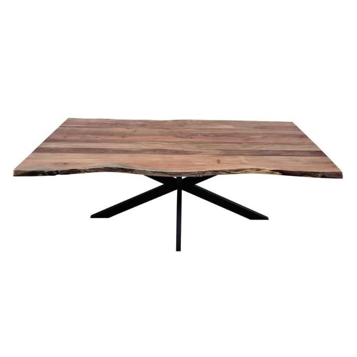 Elba Masterwork Natural Acacia Wood Dining Table with Industrial Metal Legs