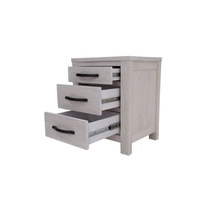 Sleek Coastal 3-Drawer Bedside Furniture - Florida Brushed White Elegance