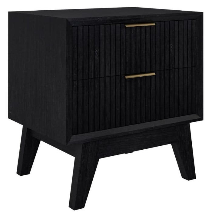 Luxury Brushed Black Ella Bedside Table with Gold Accents