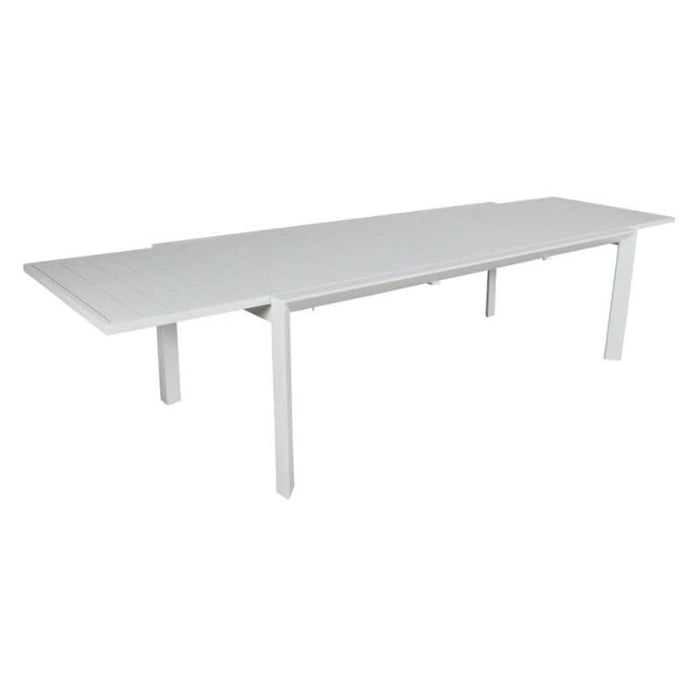 Elegant Icaria Outdoor Table in White with Extendable Functionality for Entertaining